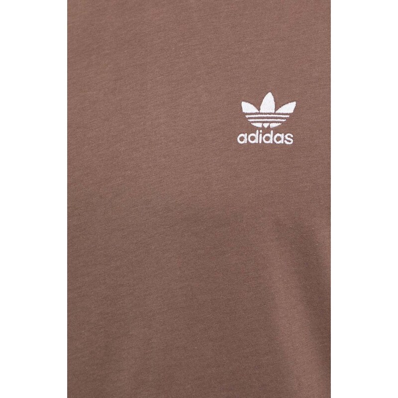 Bavlněné tričko adidas Originals Essential Tee hnědá barva, s aplikací, IR9688