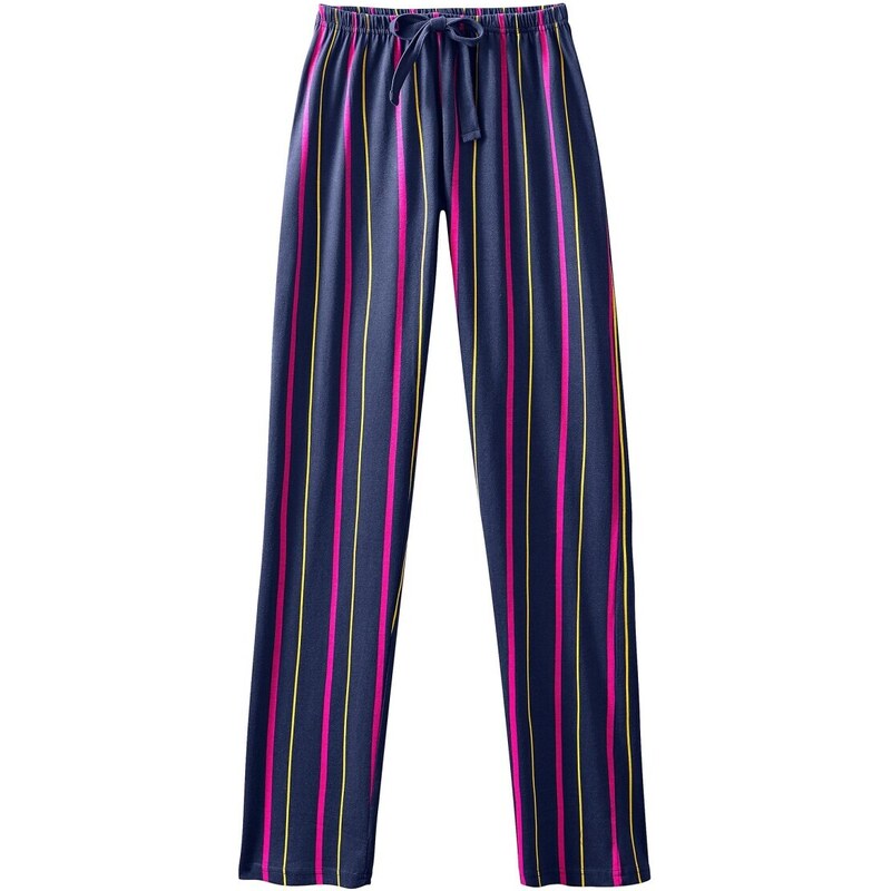 Blancheporte Dlouhé pyžamové kalhoty Estrella s proužky námořnická modrá 34/36