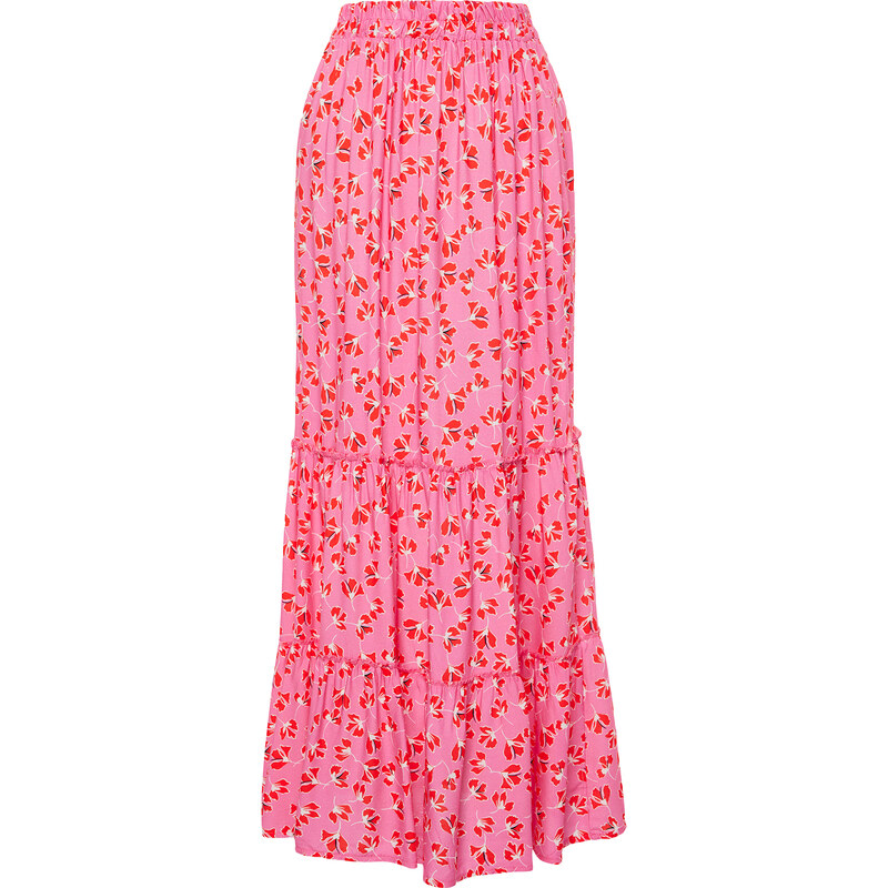 Trendyol Pink Floral Patterned Woven Skirt