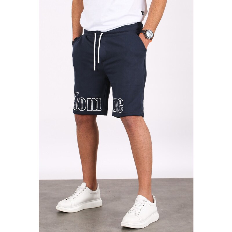 Madmext Men's Printed Navy Blue Capri Shorts 5439