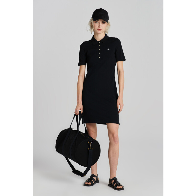 ŠATY GANT SLIM SHIELD SS PIQUE POLO DRESS BLACK 90156495
