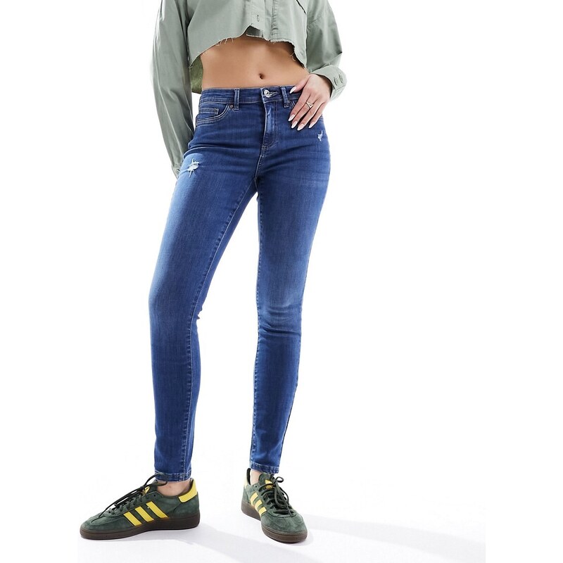 ONLY Wauw skinny jeans in mid blue denim 90149700