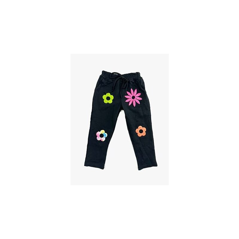 By Mini - butik Kalhoty s květy černé