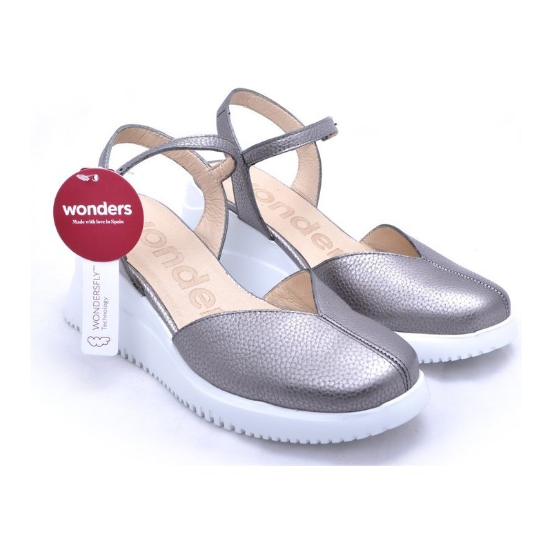 Metalické sandály s Wonders Fly technologií Wonders G-6621 šedá 90154757