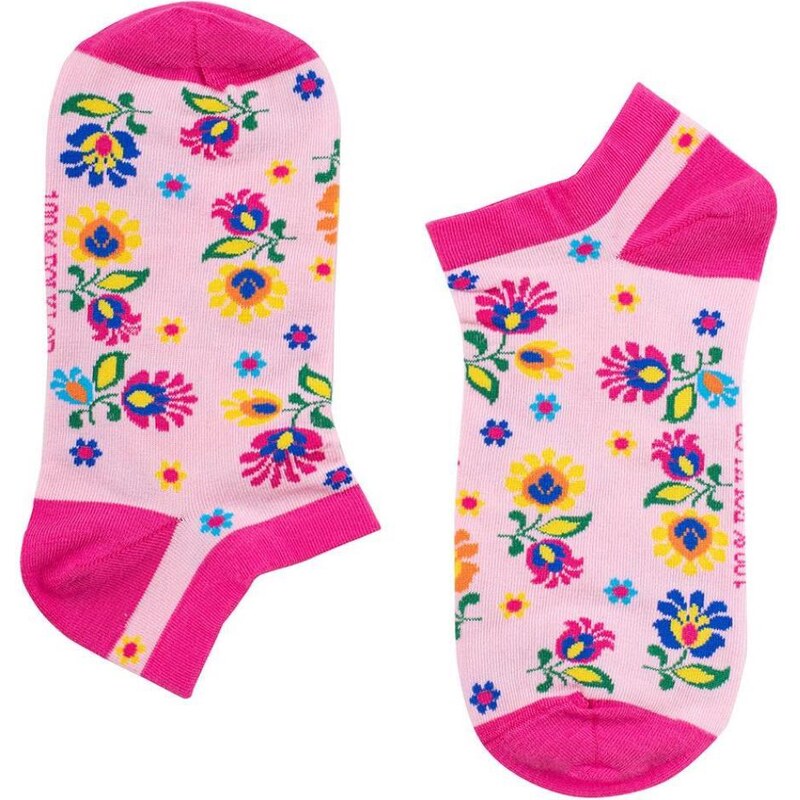Folkstar Woman's Socks Short Pink/Flowers