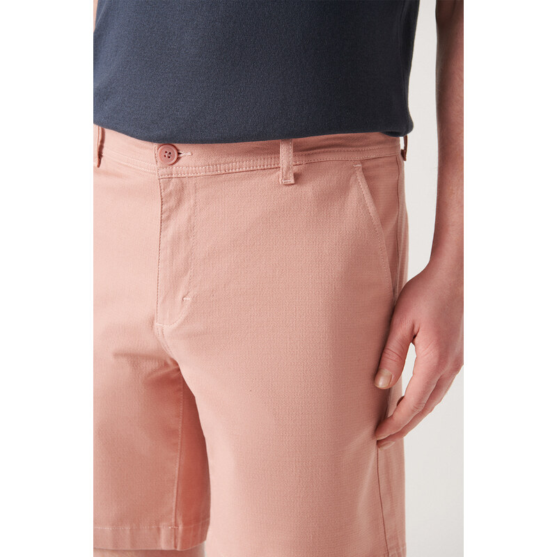 Avva Men's Dried Rose Textured Cotton Shorts