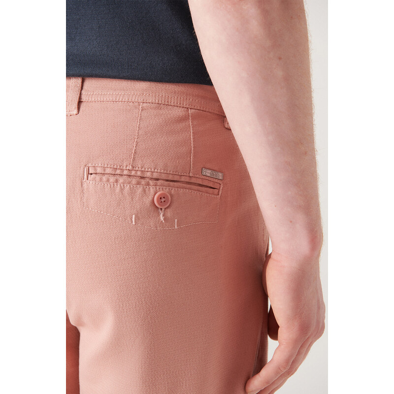 Avva Men's Dried Rose Textured Cotton Shorts