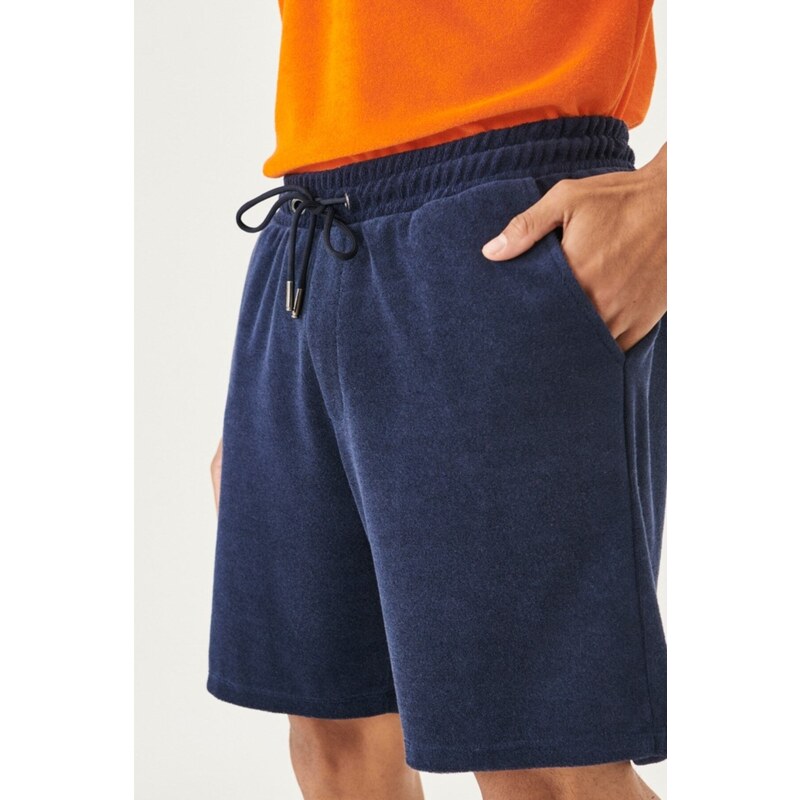 ALTINYILDIZ CLASSICS Men's Navy Blue Standard Fit Regular Fit Towel Shorts