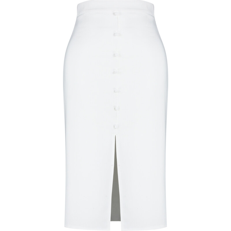 Trendyol Curve White High Waist Woven Bridal Pencil Skirt