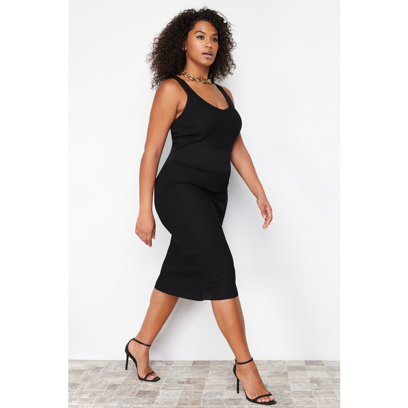 Trendyol Curve Black Bodycon Slim Midi Knitwear Dress