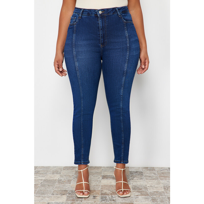 Trendyol Curve Blue Stitching Detailed Stretchy Skinny Jeans