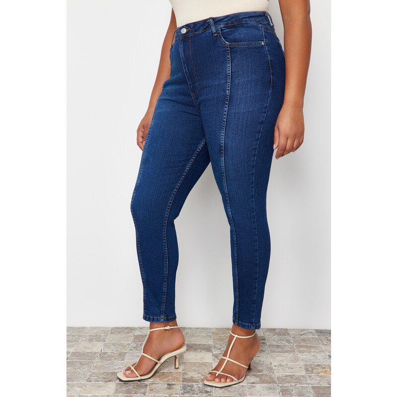 Trendyol Curve Blue Stitching Detailed Stretchy Skinny Jeans
