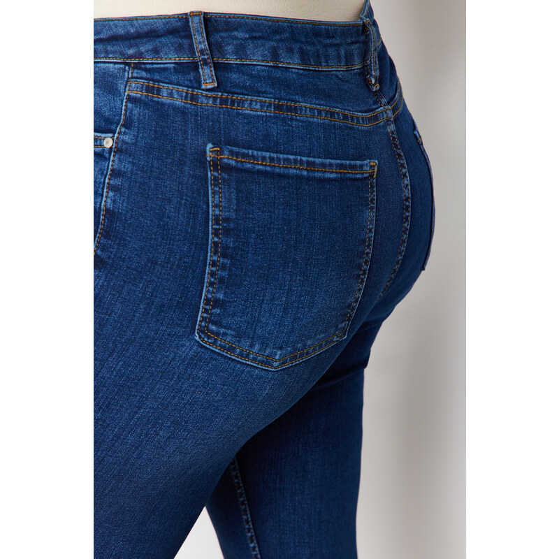Trendyol Curve Blue Stitching Detailed Stretchy Skinny Jeans