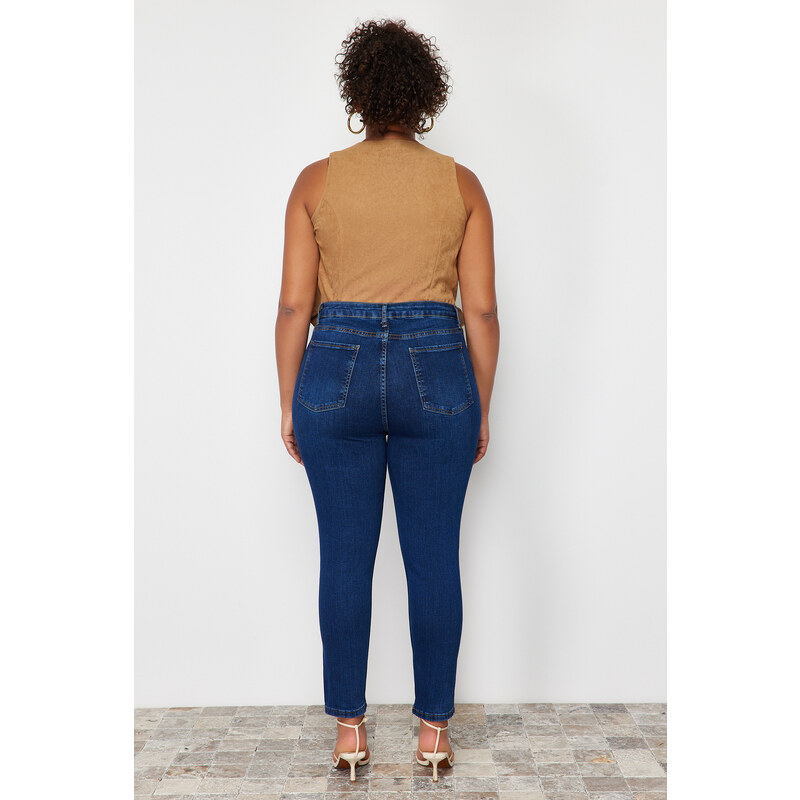 Trendyol Curve Blue Stitching Detailed Stretchy Skinny Jeans