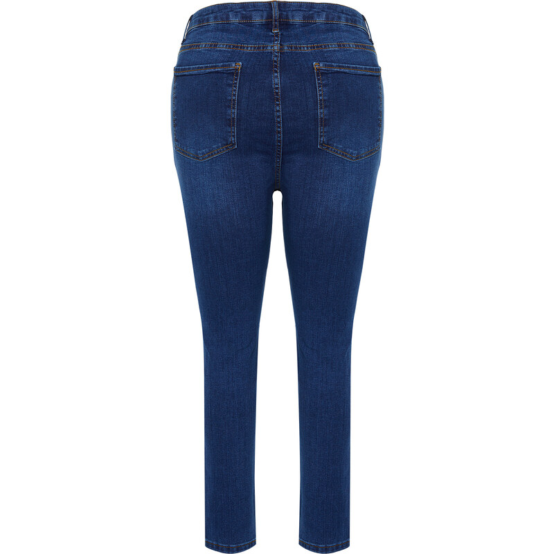 Trendyol Curve Blue Stitching Detailed Stretchy Skinny Jeans