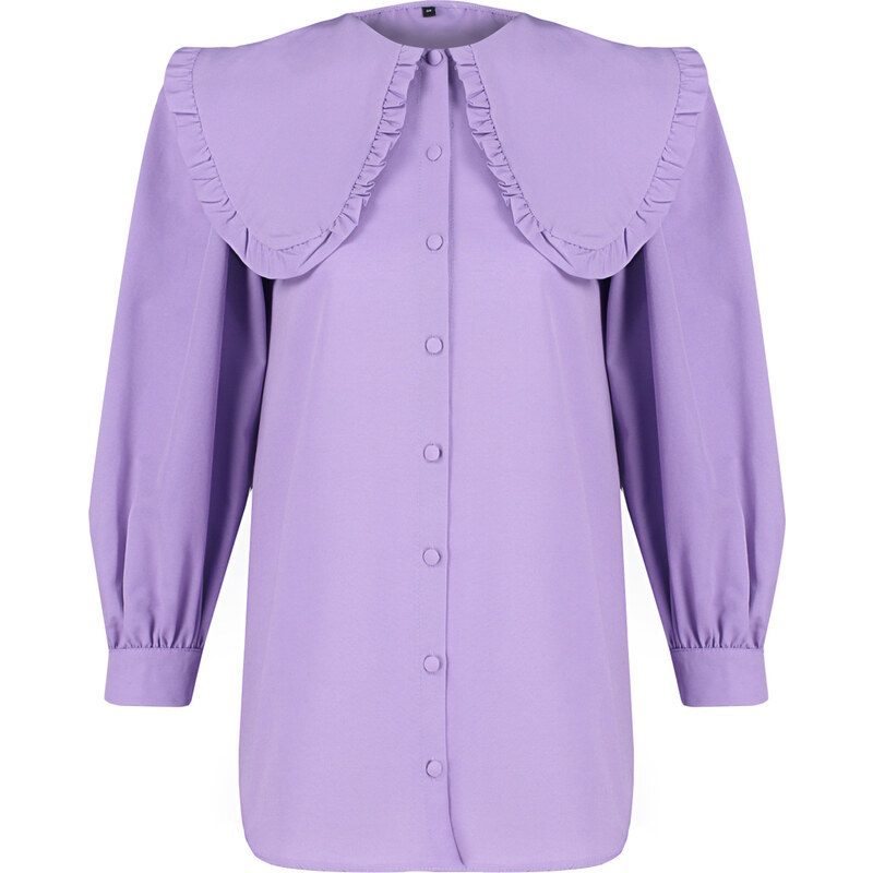 Trendyol Lilac Baby Collar Cotton Woven Shirt
