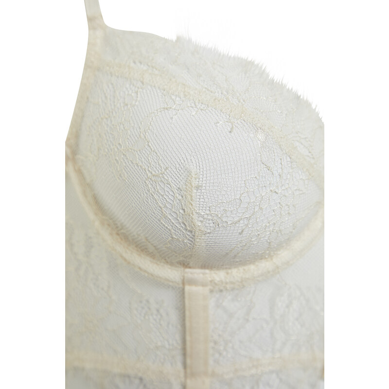 Trendyol Bridal White Lace Capless Underwire Bustier Knitted Bra