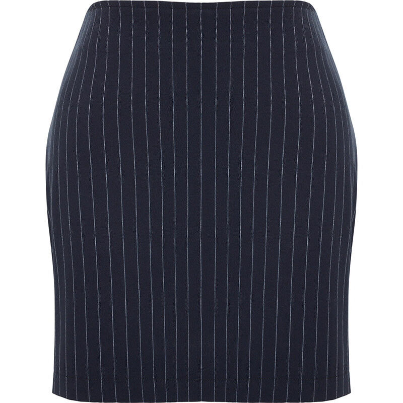 Trendyol Curve Navy Blue Striped Mini Woven Skirt