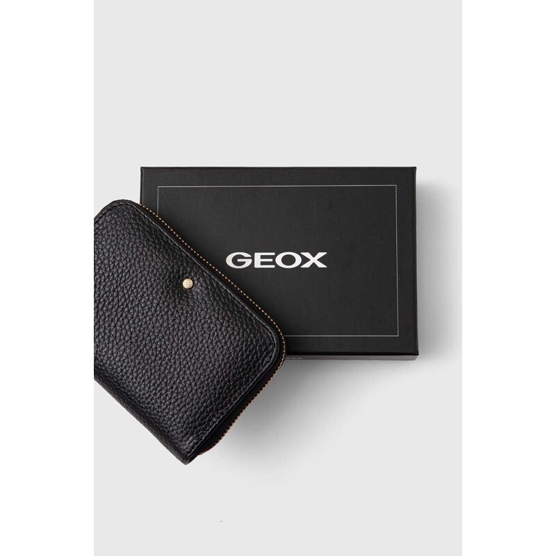 Kožená peněženka Geox D35K3G-00046 D.WALLET černá barva