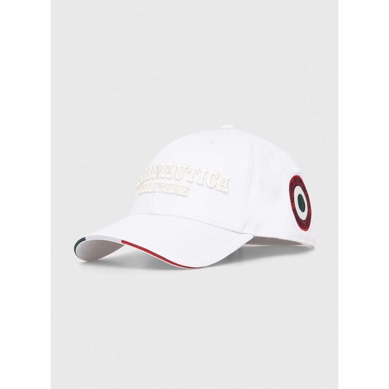 Bavlněná baseballová čepice Aeronautica Militare bílá barva, s aplikací