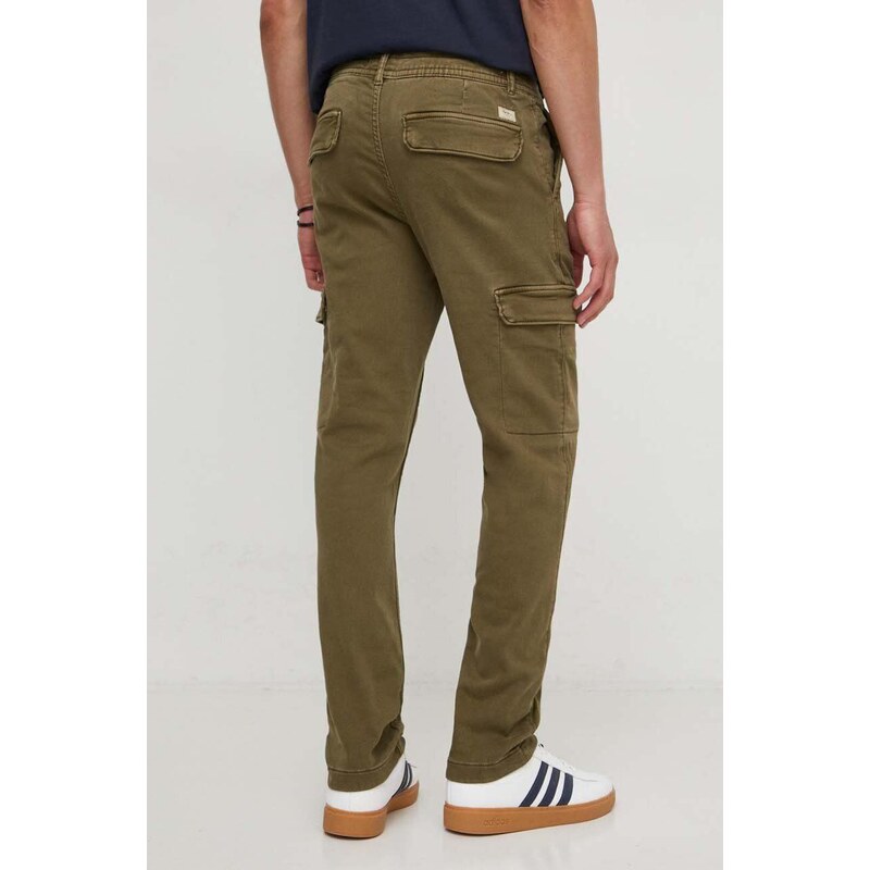 Kalhoty Pepe Jeans pánské, zelená barva, přiléhavé