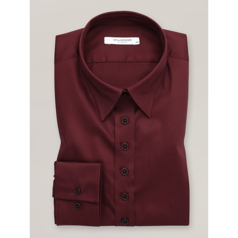Willsoor Dámská elegantní košile LONG SIZE v barvě bordó 16602