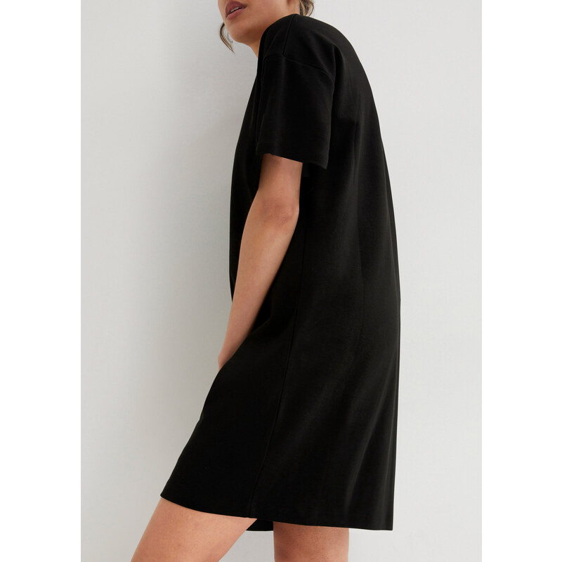 bonprix Úpletové šaty s výstřihem do V, oversized (2 ks v balení) Černá