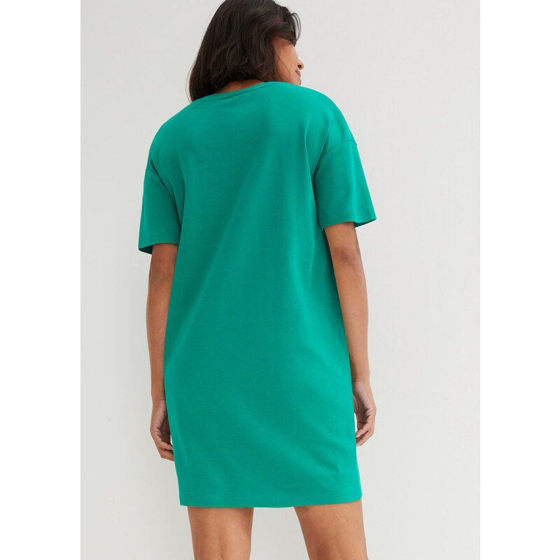 bonprix Úpletové šaty s výstřihem do V, oversized (2 ks v balení) Zelená