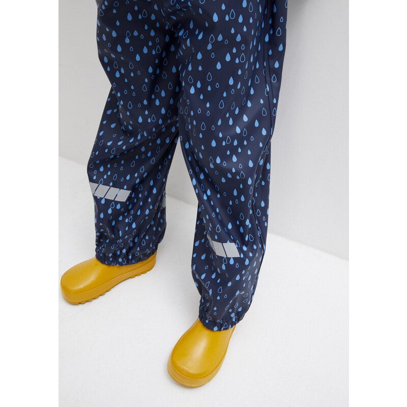 bonprix Dětské kalhoty do deště s laclem Modrá