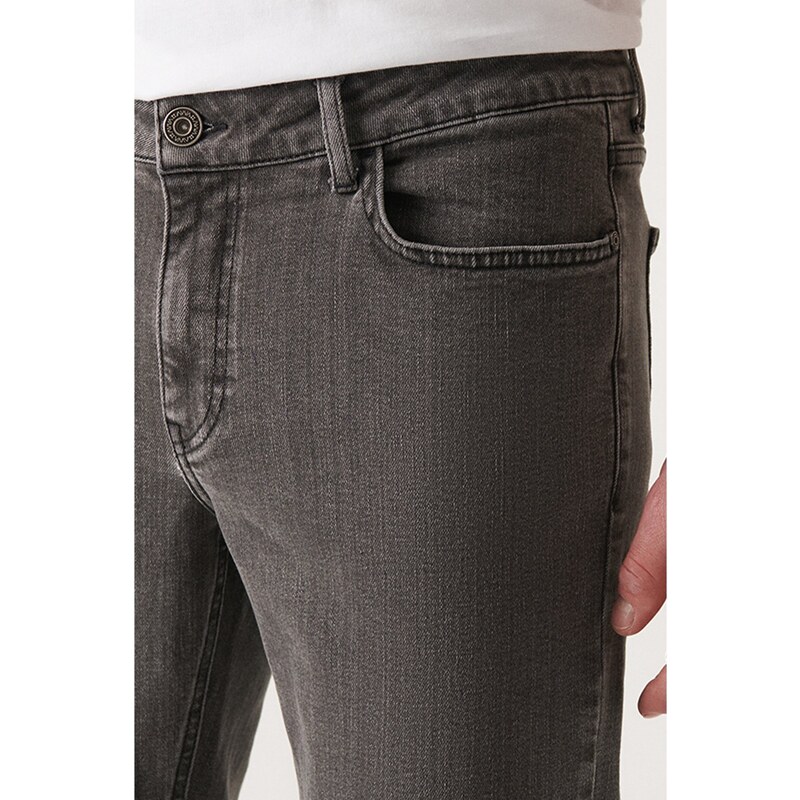 Avva Men's Gray Old-fashioned Wash Lycra Slim Fit Slim Fit Jeans