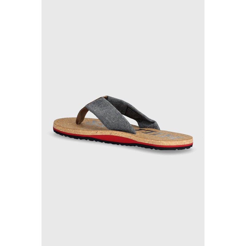 Žabky Tommy Hilfiger CORK BEACH SANDAL pánské, tmavomodrá barva, FM0FM05028