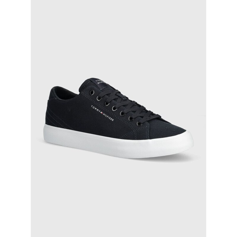 Tenisky Tommy Hilfiger TH HI VULC LOW CANVAS pánské, tmavomodrá barva, FM0FM04882