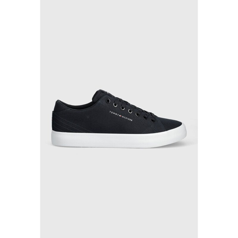 Tenisky Tommy Hilfiger TH HI VULC LOW CANVAS pánské, tmavomodrá barva, FM0FM04882