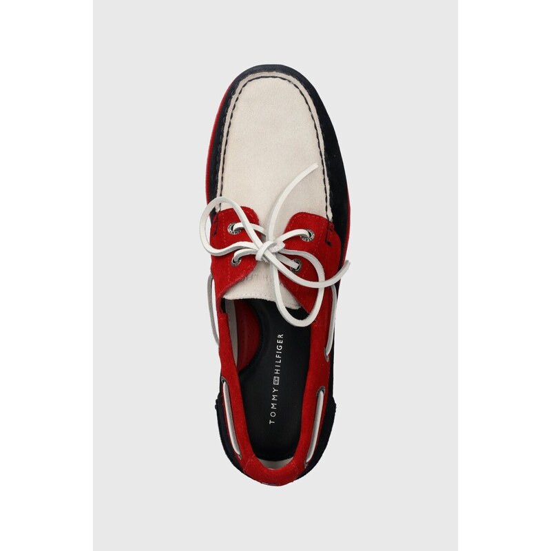 Semišové mokasíny Tommy Hilfiger TH BOAT SHOE CORE C BLOCK SUEDE pánské, tmavomodrá barva, FM0FM04630