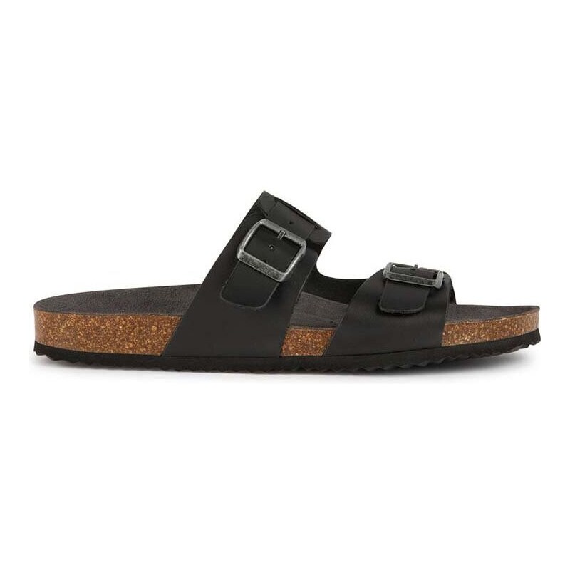 Kožené pantofle Geox U SANDAL GHITA pánské, černá barva, U159VB 00043 C9999