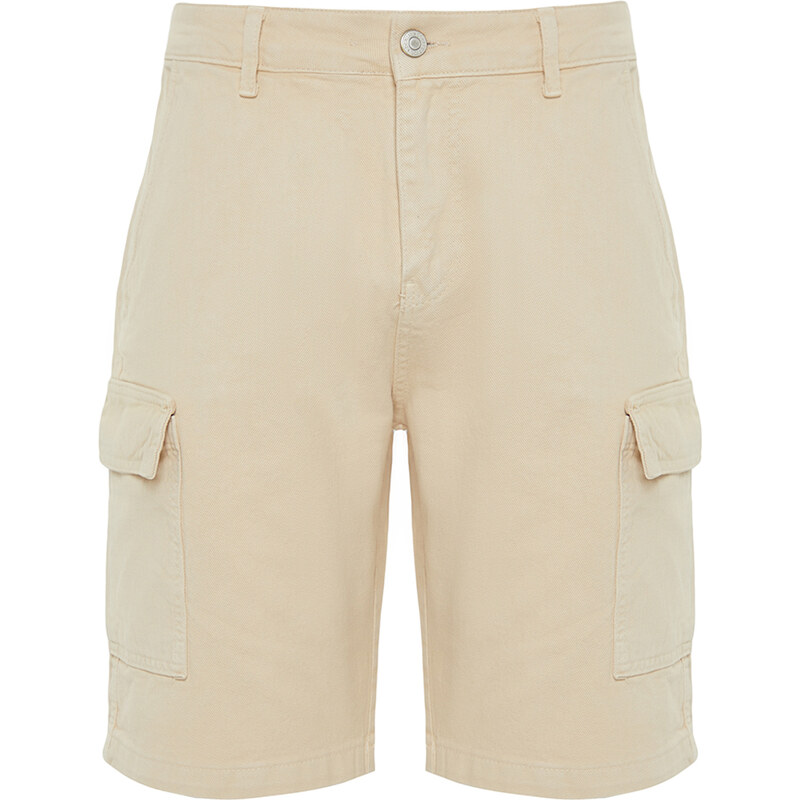 Trendyol Stone Comfort Cut Cargo Pocket Denim Denim Shorts & Bermuda