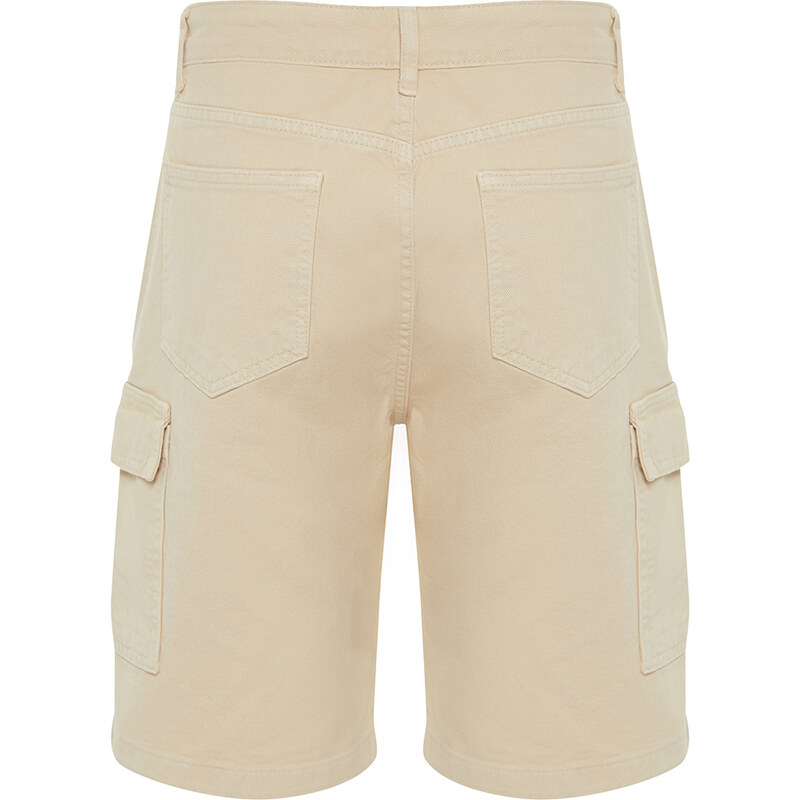 Trendyol Stone Comfort Cut Cargo Pocket Denim Denim Shorts & Bermuda