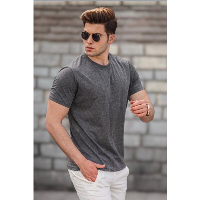 Madmext Men's Anthracite Basic T-Shirt 5268