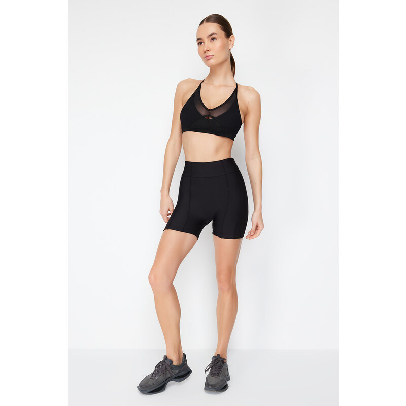 Trendyol Black Gathering Stitch Detail Knitted Sports Shorts Tights