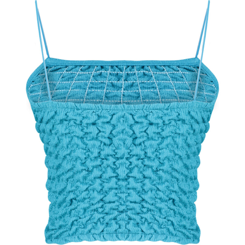 Trendyol Turquoise Textured Strap Crop Flexible Knitted Undershirt