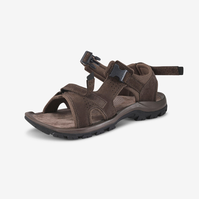 QUECHUA Pánské turistické kožené sandály NH500