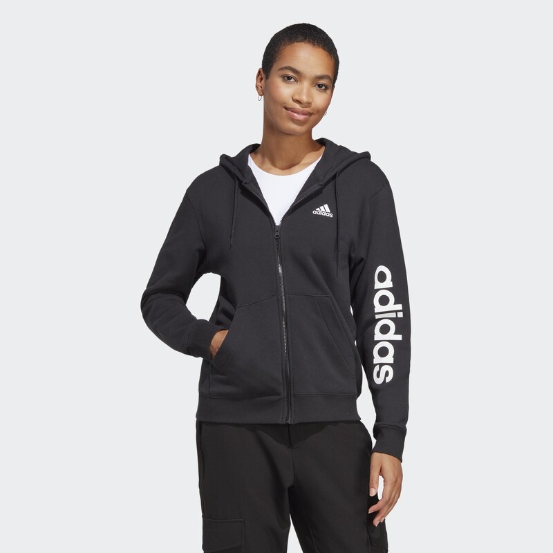 ADIDAS Mikina Essentials Linear Full-Zip French Terry Hoodie
