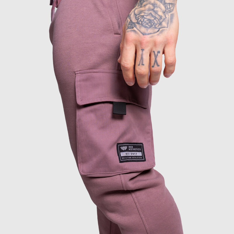 Pánské tepláky Iron Aesthetics Cargo Joggers, fialové