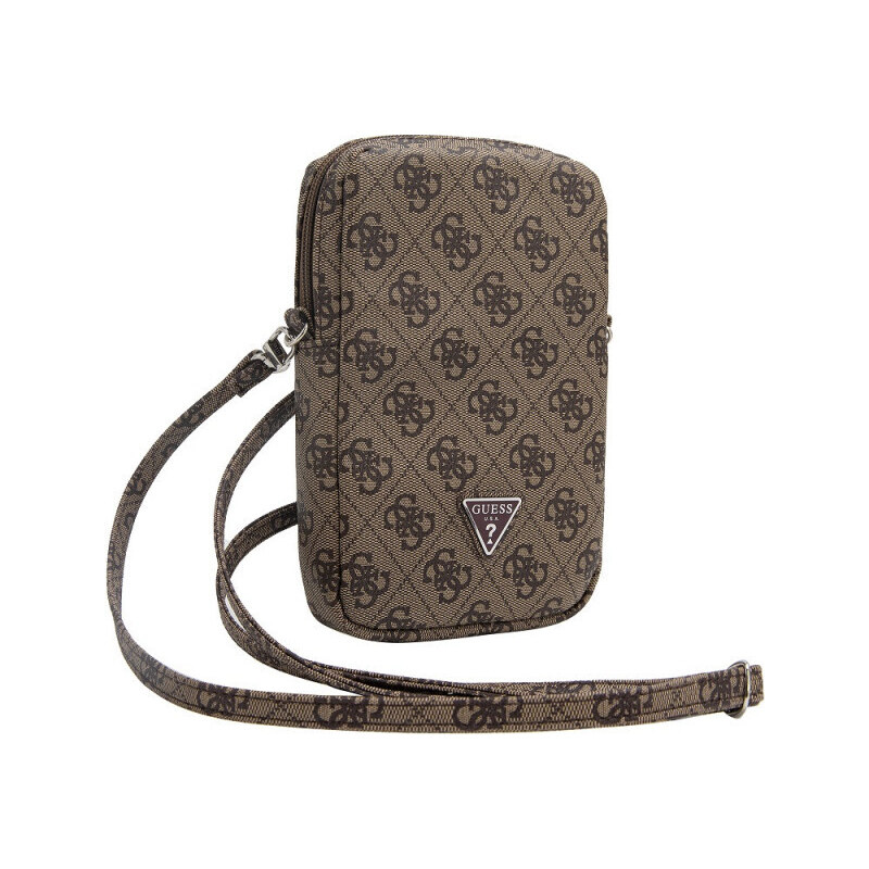 Guess PU 4G Triangle Logo Wallet Phone taška Zipper hnědá