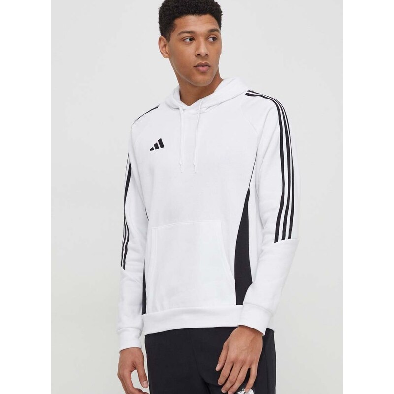 Tepláková mikina adidas Performance Tiro 24 bílá barva, s kapucí, s aplikací, IR7547