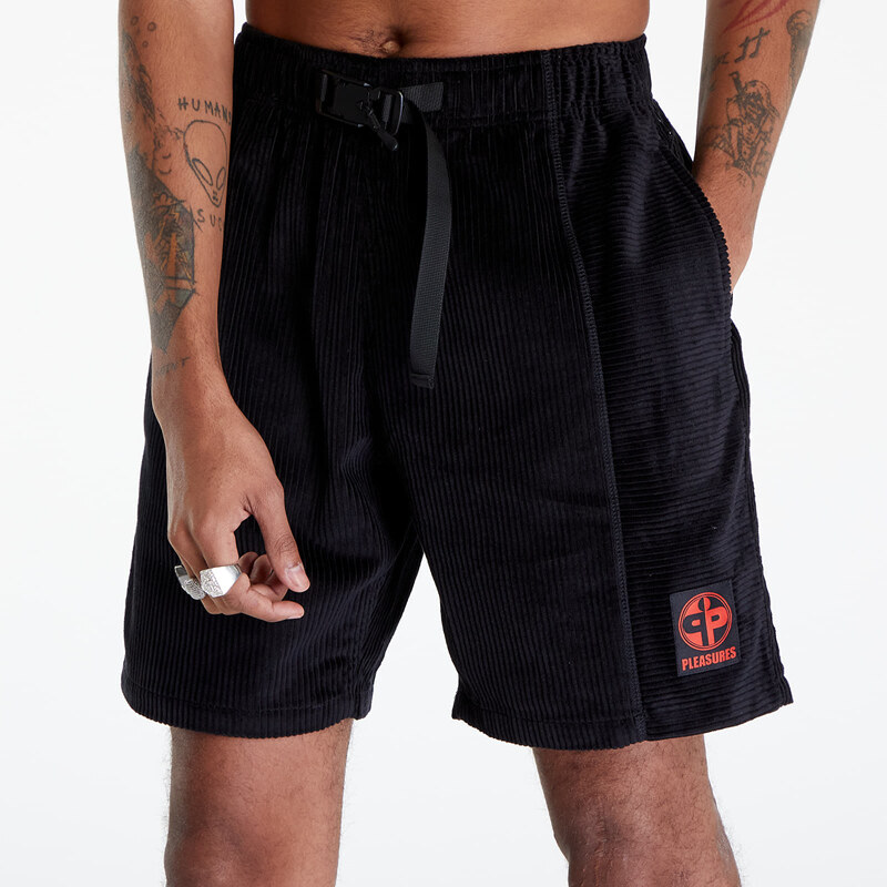 Pánské kraťasy PLEASURES Flip Corduroy Shorts Black