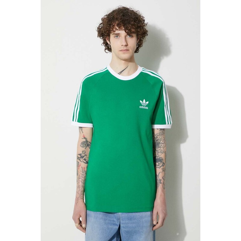 Bavlněné tričko adidas Originals zelená barva, s potiskem, IM0410