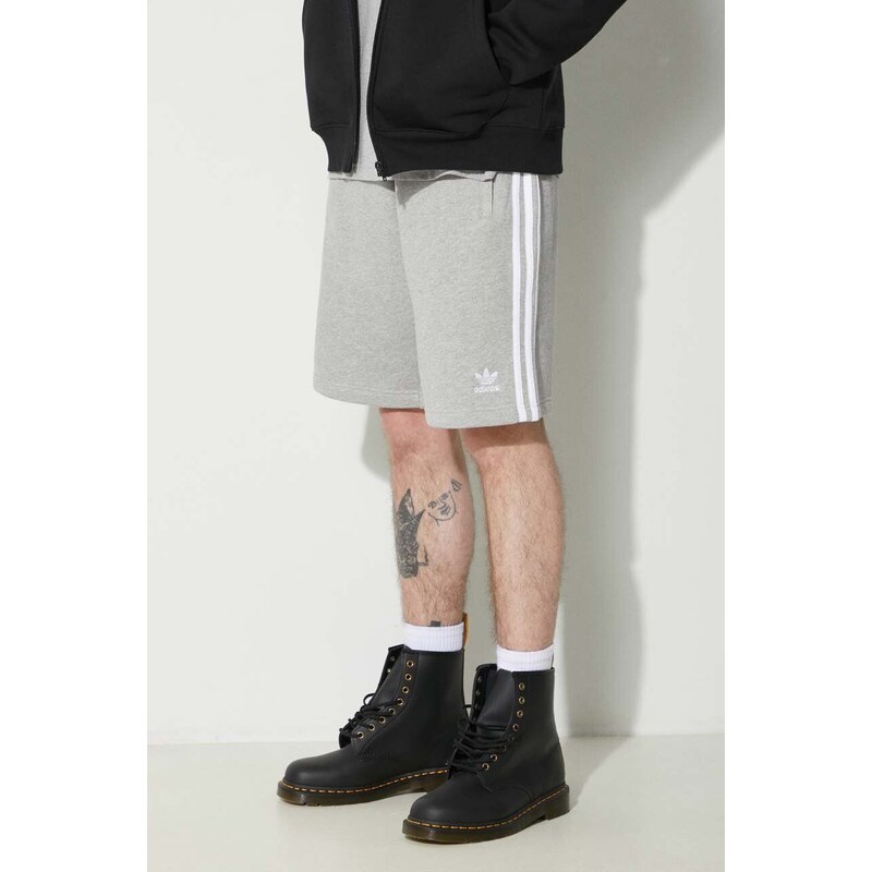 Bavlněné šortky adidas Originals Adicolor 3-Stripes šedá barva, melanžové, IU2340