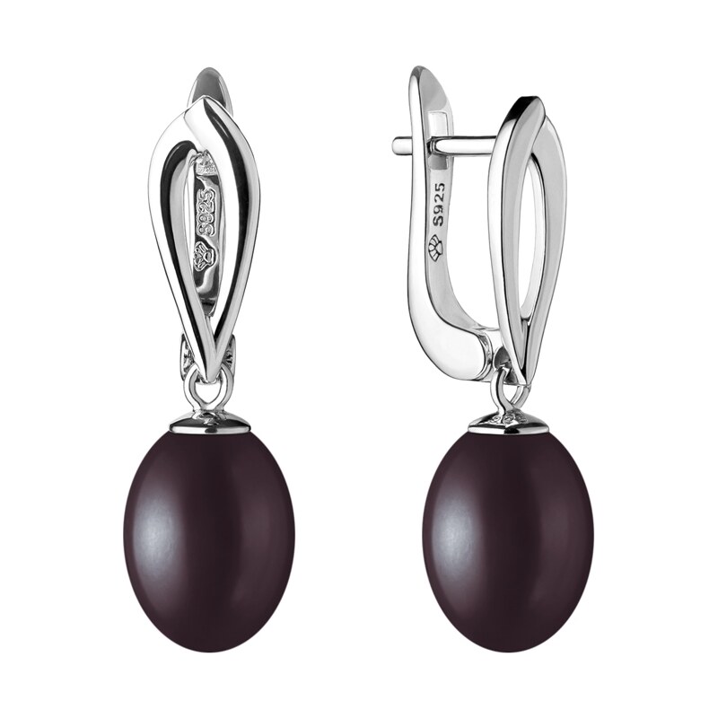 Gaura Pearls Stříbrné náušnice s černou řiční perlou Molly, stříbro 90184641