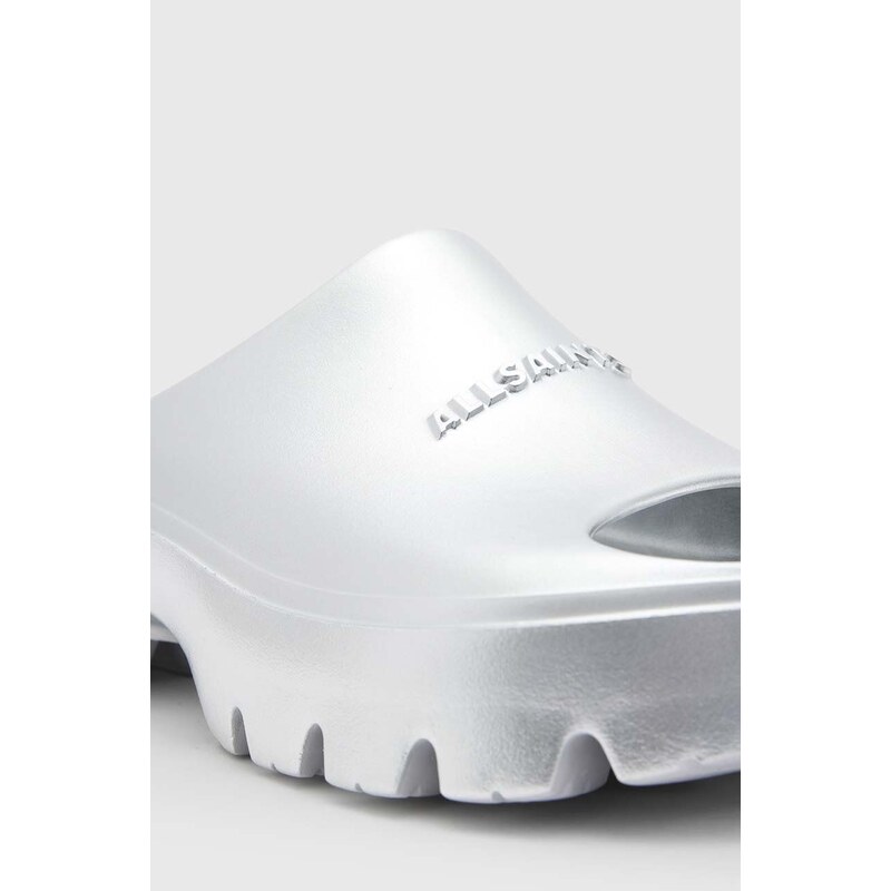 Pantofle AllSaints Eclipse Flatform dámské, stříbrná barva, na platformě, WF560Y